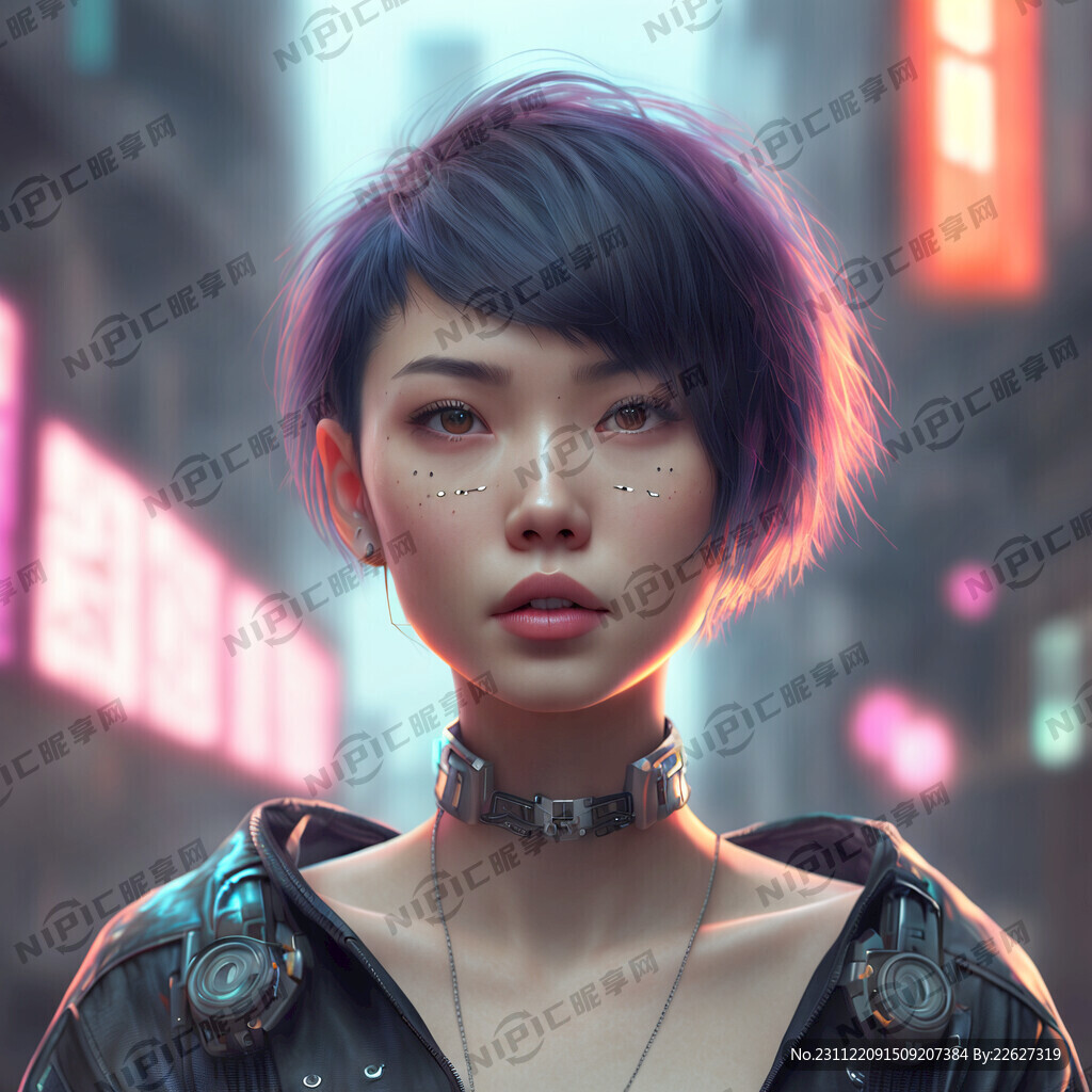 美少女 赛博朋克 3D 科技感