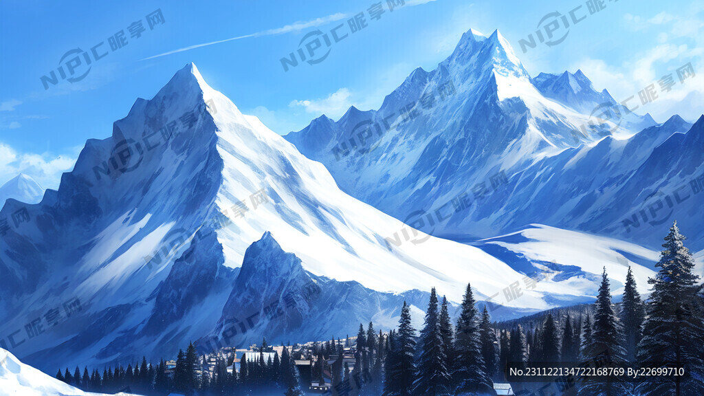 明亮背景 远景雪山