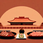 北京铜锅涮羊肉，烤羊排，寿司
画面风格简洁，高级感，暖色调