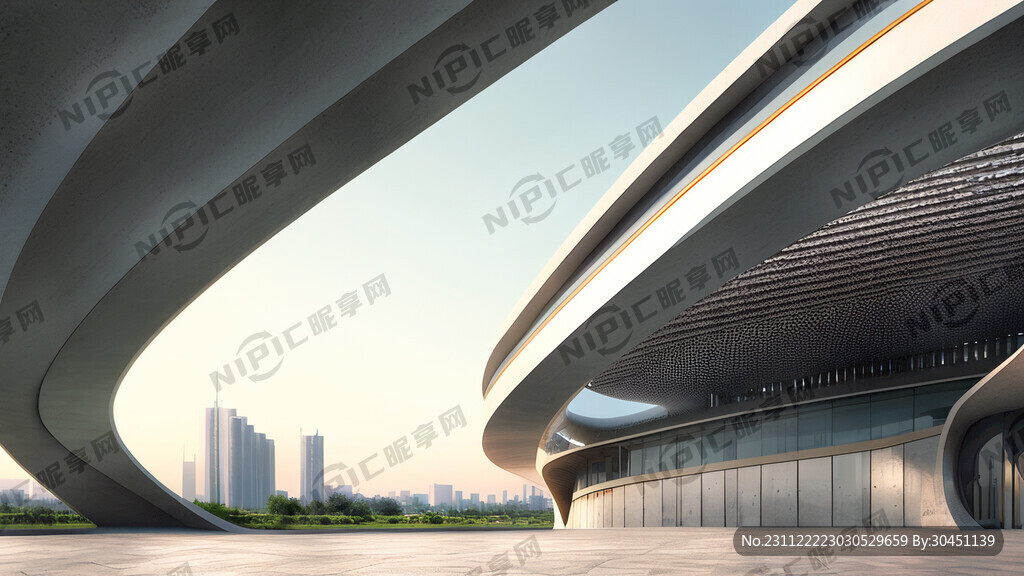 未来科技感 建筑 有一点俯视