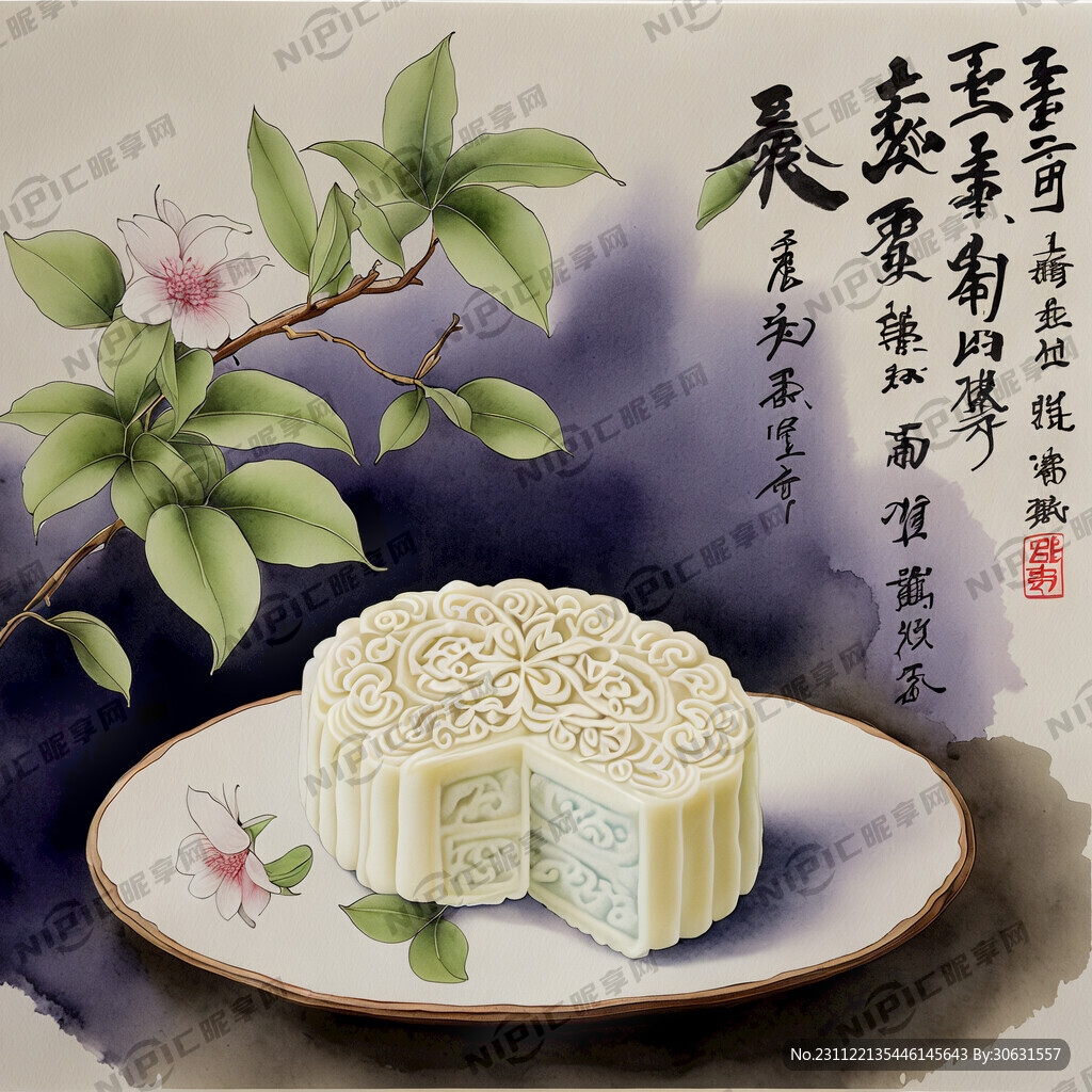 手绘山药糕 表面写 方型