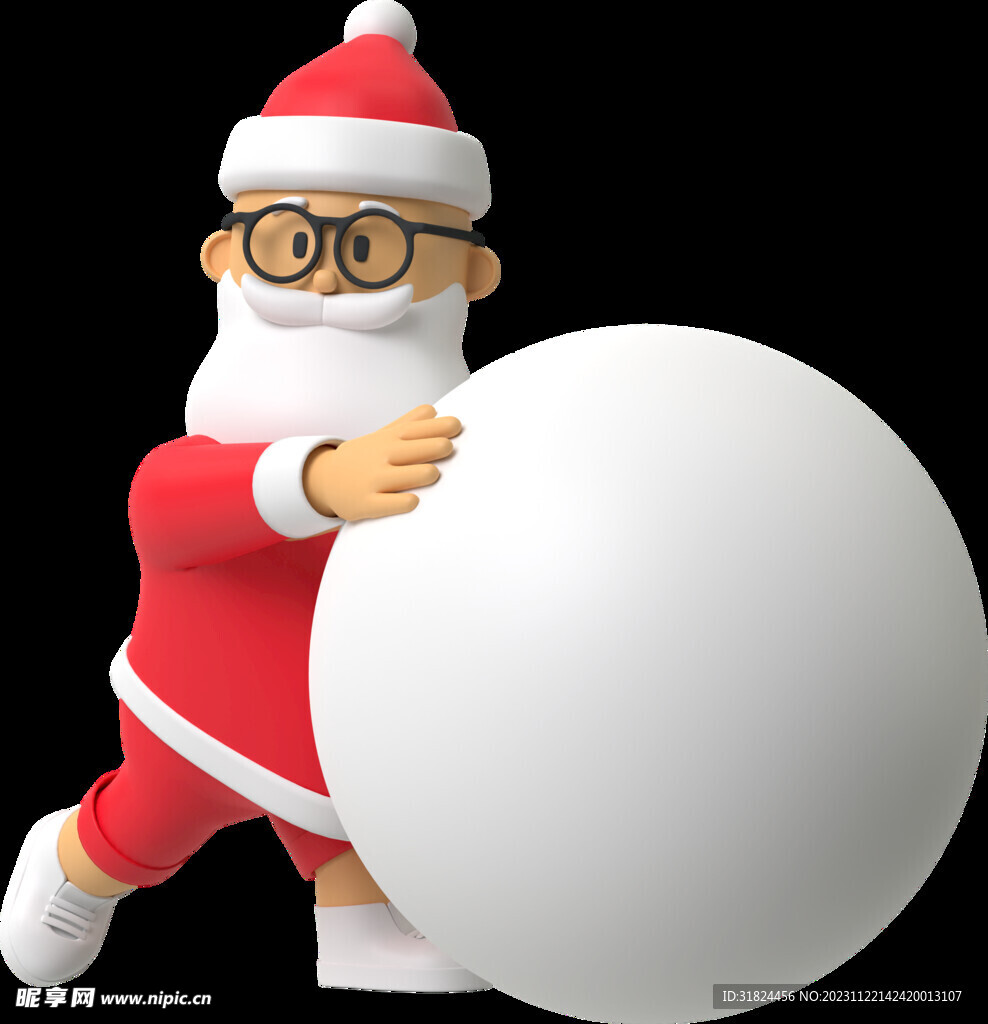 圣诞老人滚雪球3D素材