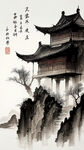 古建，山水，水墨，中国画