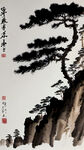 悬崖，松，水墨，中国画
