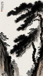 悬崖，松，水墨，中国画