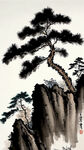 悬崖，松，水墨，中国画