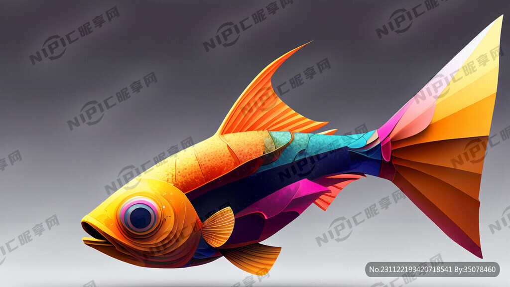 飞鱼 飞翔 抽象风格