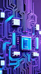 芯片，发光，蓝紫色，科技感