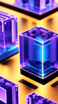 芯片，发光，蓝紫色，透明模块，科技感