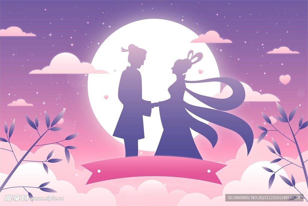 七夕牛郎织女插画