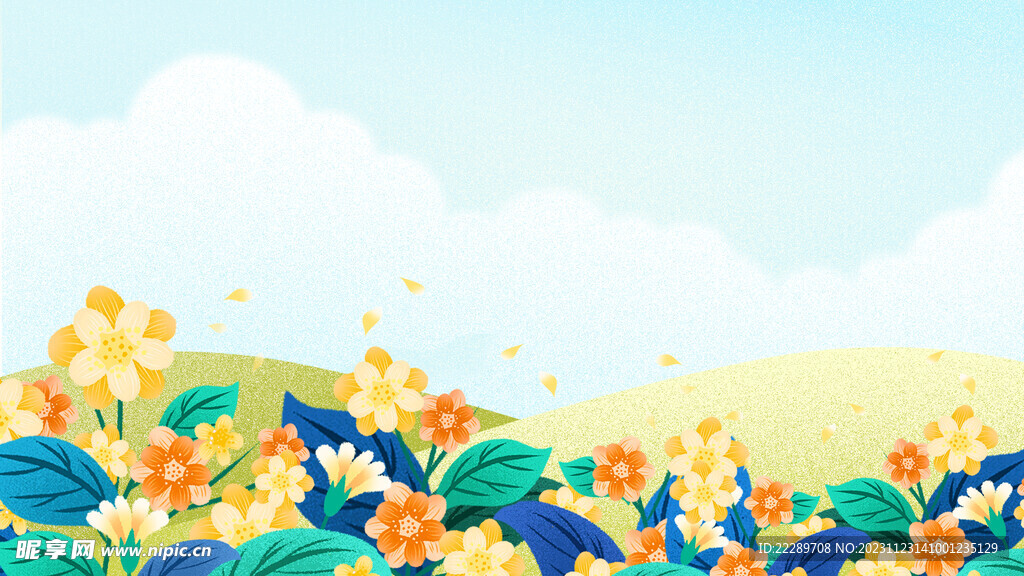 卡通花丛