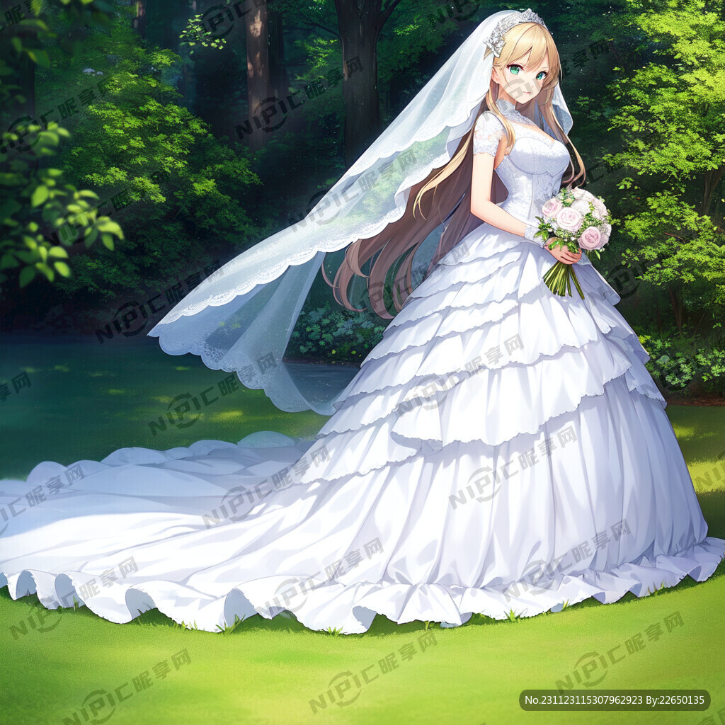 新娘 新郎 白色婚纱 黑色西服