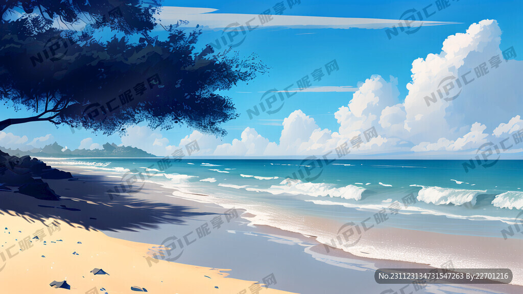海边 沙滩 蓝天 白云