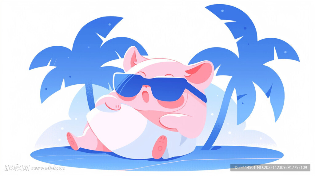晒日光浴的小猪