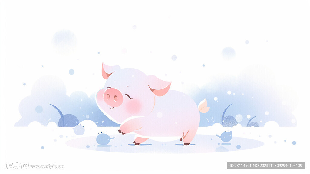 雪地里的小猪