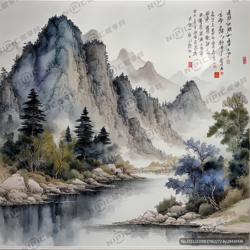 国画 山水 留白 超精细 徽风