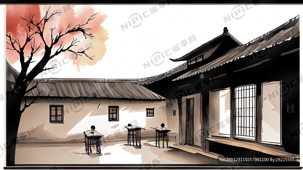 中国乡村小学教室里的黑板 空白