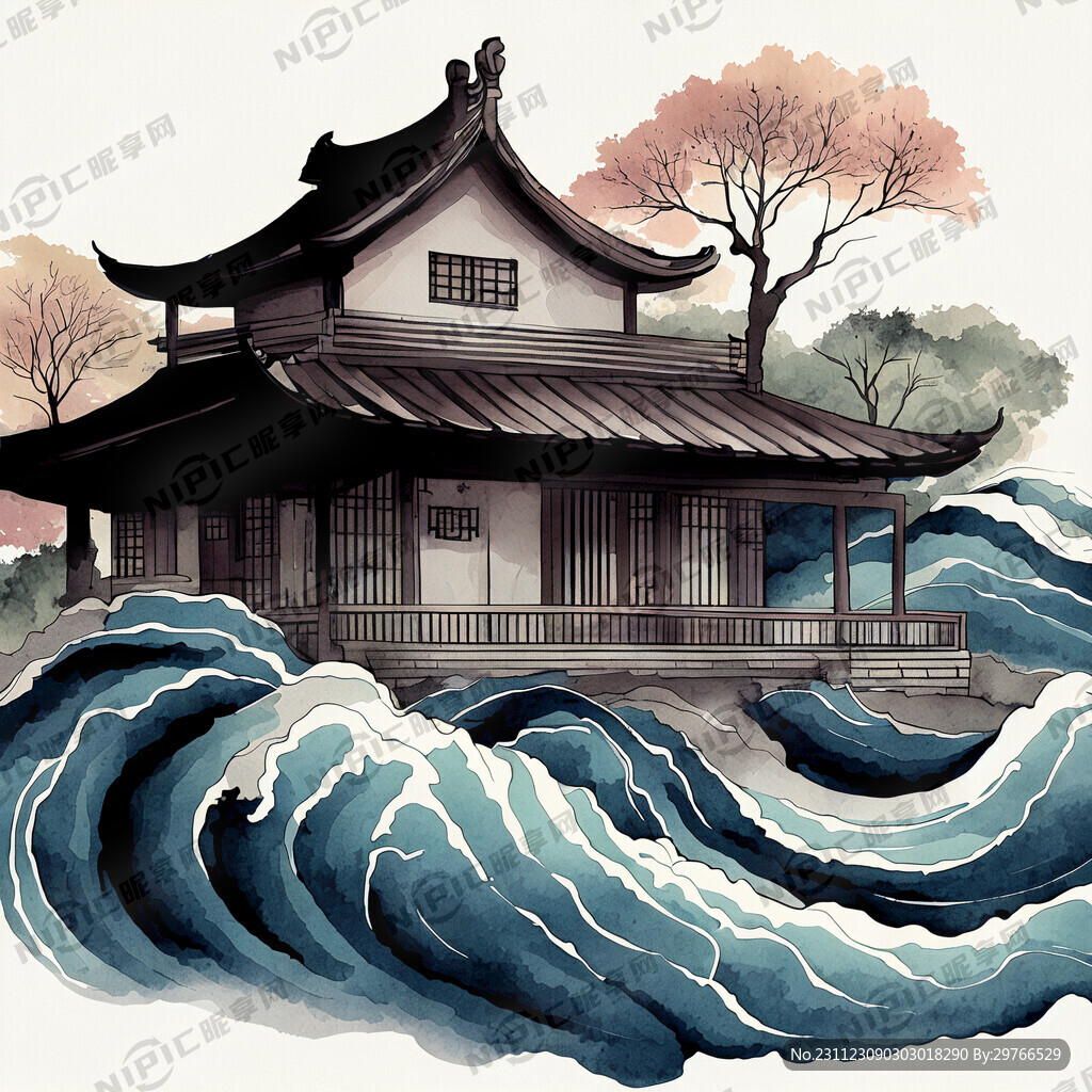 房子 波浪纹 相结合 线条