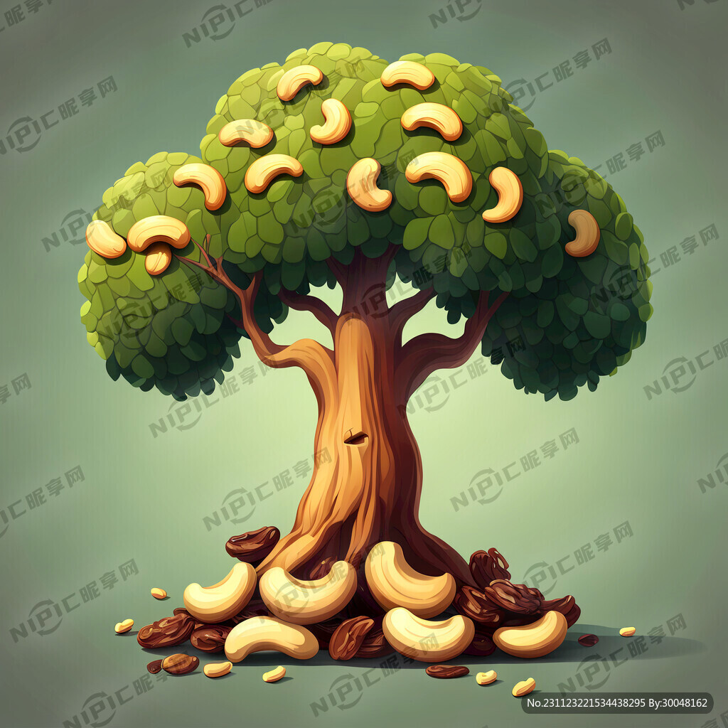 卡通腰果树和要果干