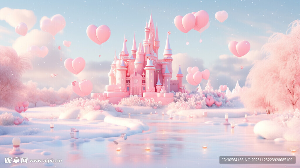 粉色城堡插画