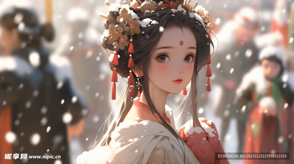 冬季人物复古插画