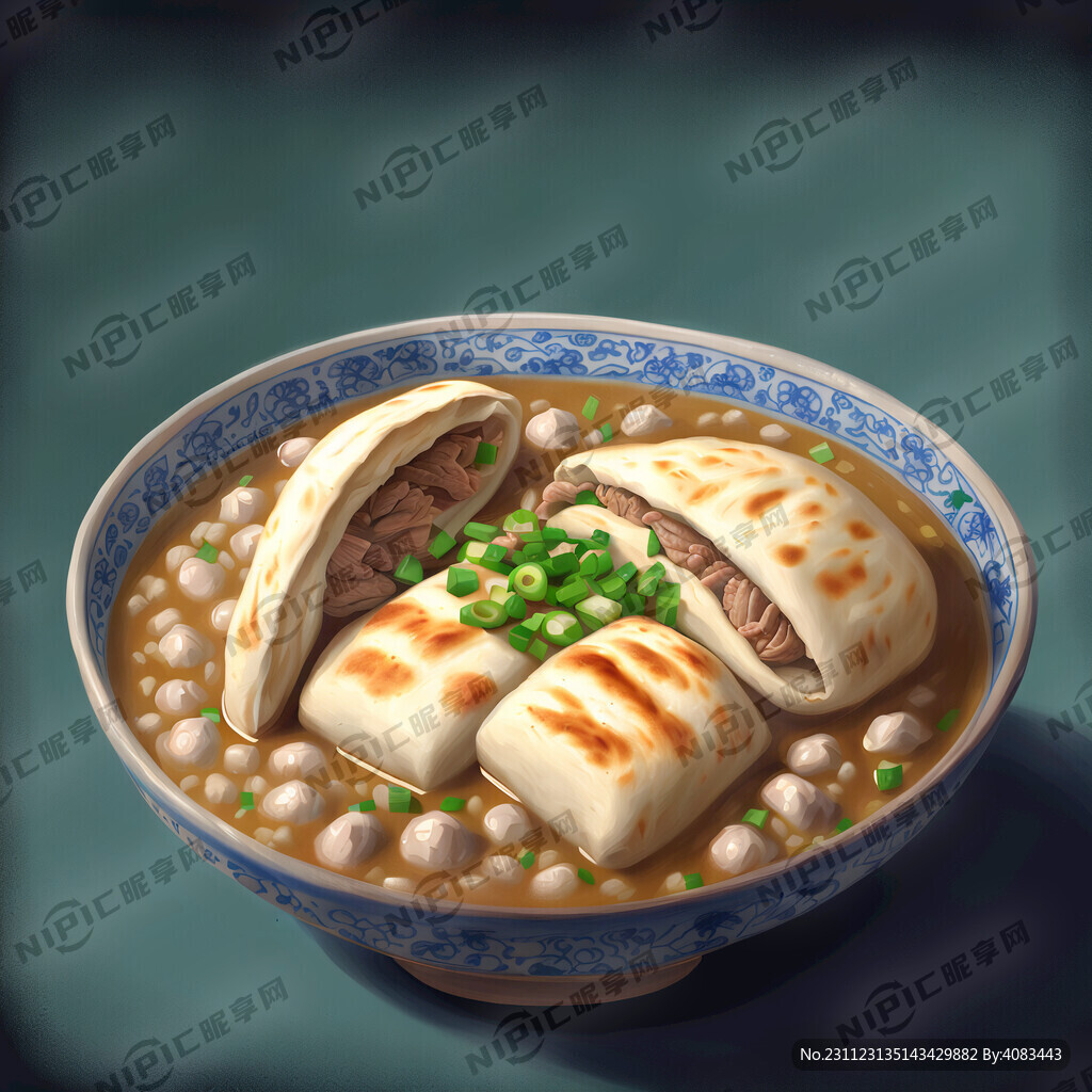 一碗好看的羊肉泡馍绘画