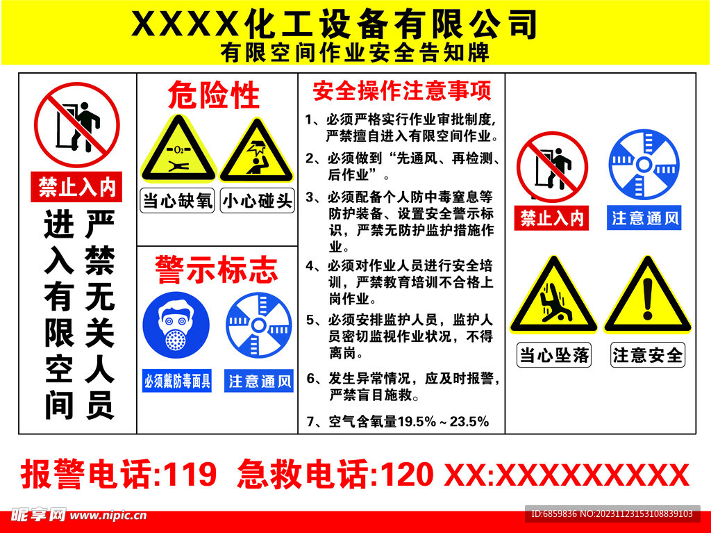 有限空间作业安全告知牌