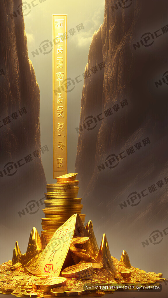 黄金财位 元宝无尽 黄金山