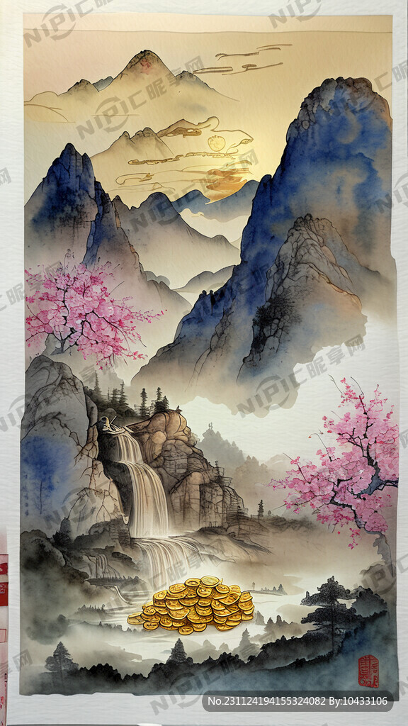 黄金财位 元宝无尽 黄金山