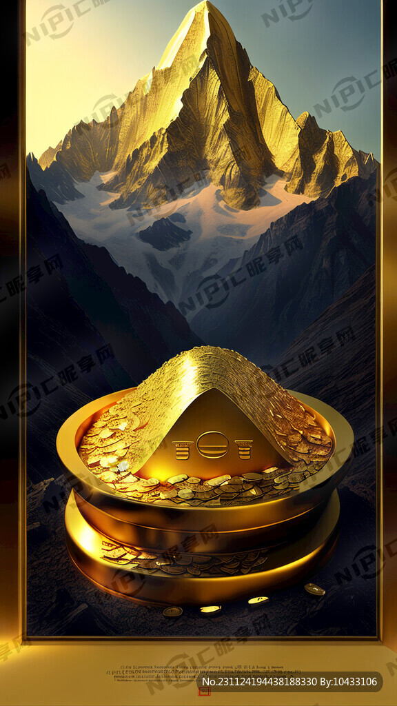 黄金财位 元宝无尽 黄金山