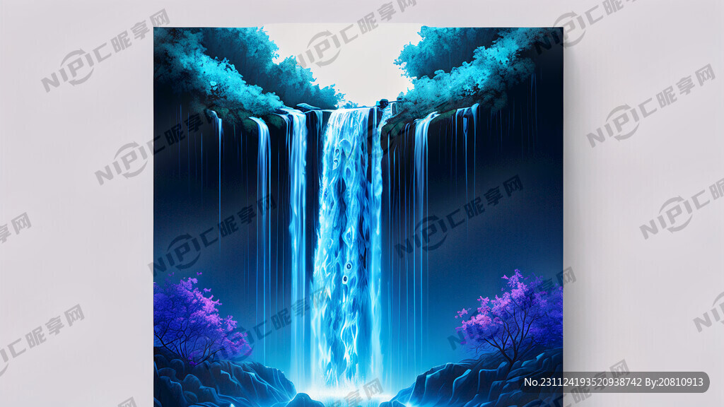 瀑布 垂直 蓝色 水花