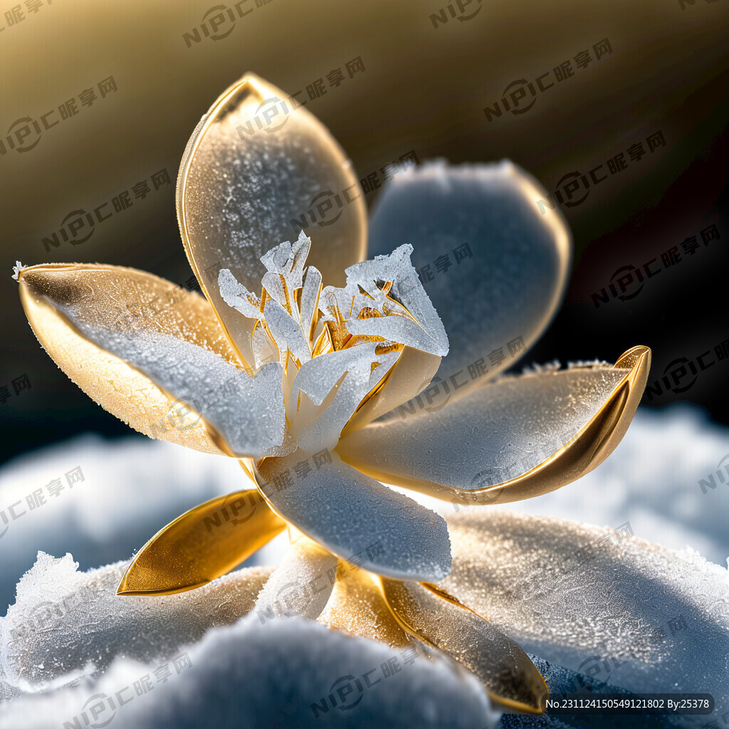 黄金比例构成 一颗冰晶栀子花