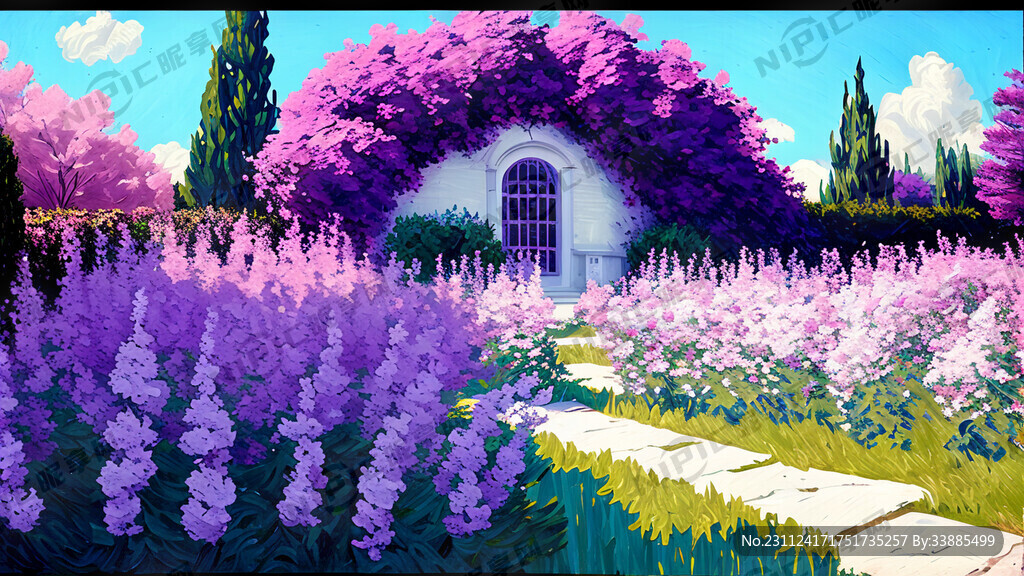 紫色白色粉色花园