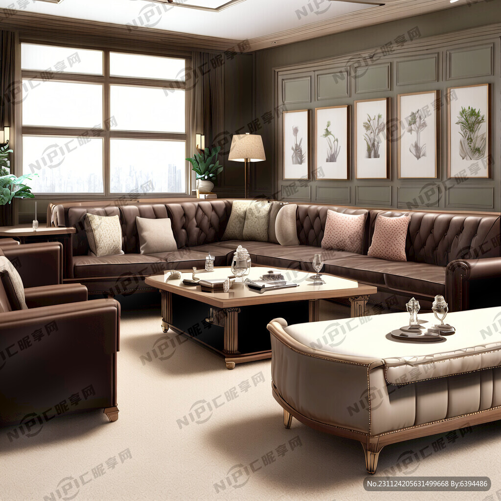 会见室效果图 正面一套茶几沙发