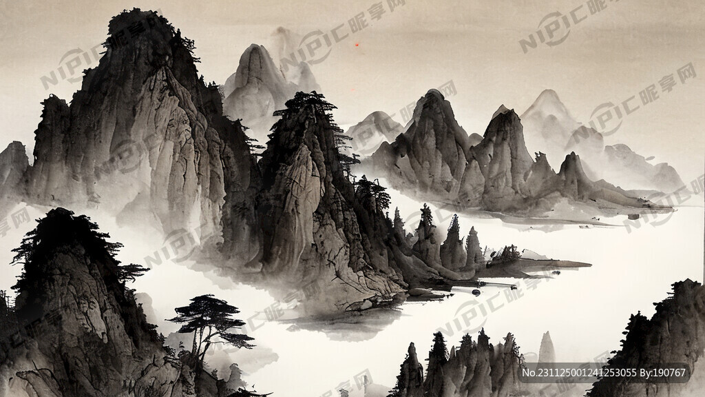 山谷 中国风 中国画 山水