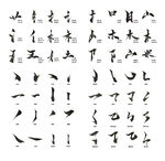 中国风手写毛笔书法字体笔触偏旁