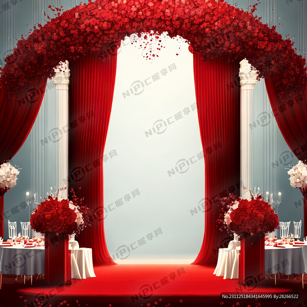 红色婚礼背景素材