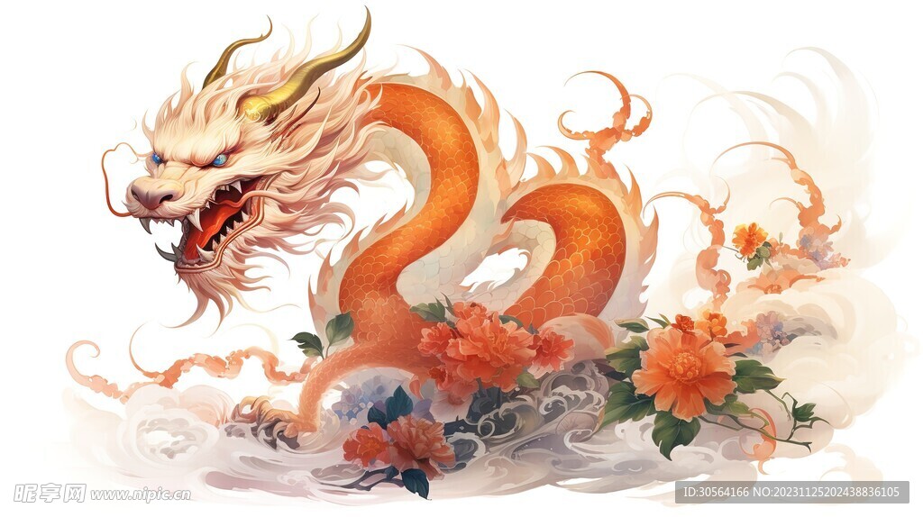 龙年卡通复古插画