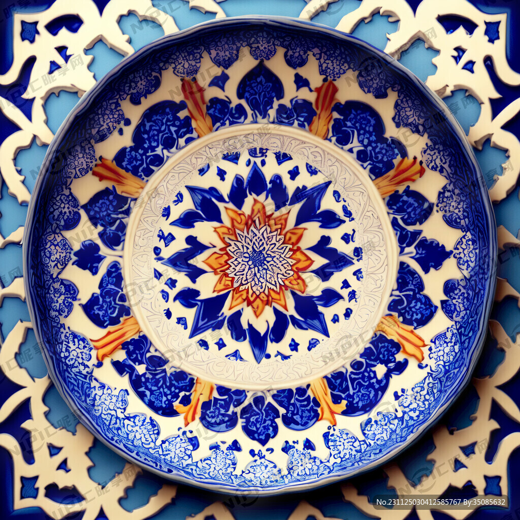 阿拉伯风的瓷盘图案