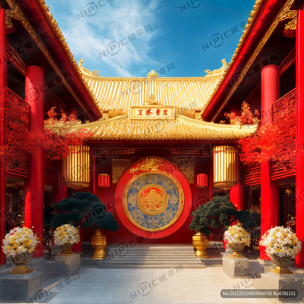 美陈小景 红金色 揭牌仪式元素