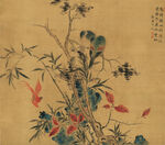 清 华岩 疏树归禽图