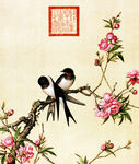 清 郎世宁 花鸟图册 2桃花图