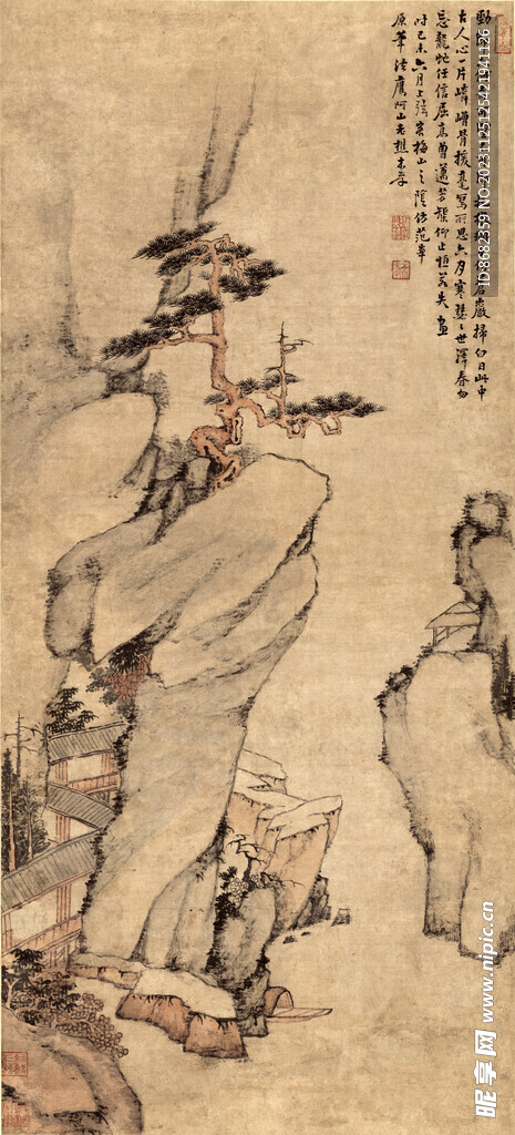 清 戴本孝 苍松劲节图