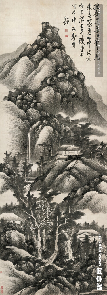 龚贤-挂壁飞泉图