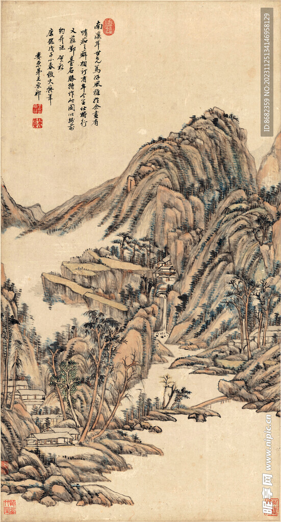 清 王原祁 仿大痴山水图