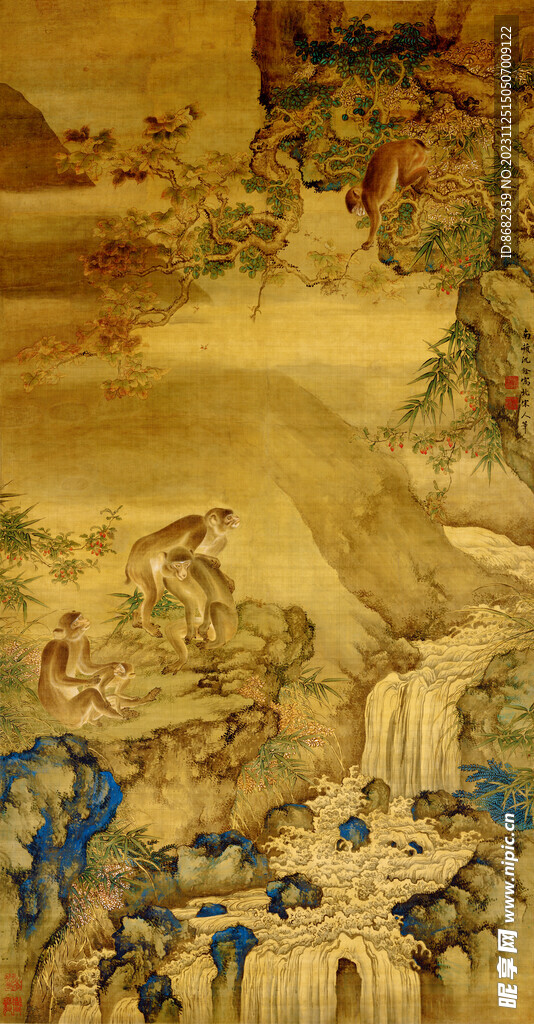 清 沈铨 蜂猴图