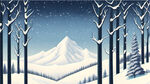 梦幻唯美，风景，寒冬，细节刻画，飘雪，明亮清晰，远处高山林立