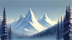 梦幻唯美，风景，寒冬，细节刻画，飘雪，明亮清晰，远处高山
