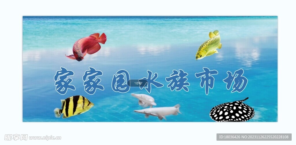 蓝色水底水族观赏鱼海报