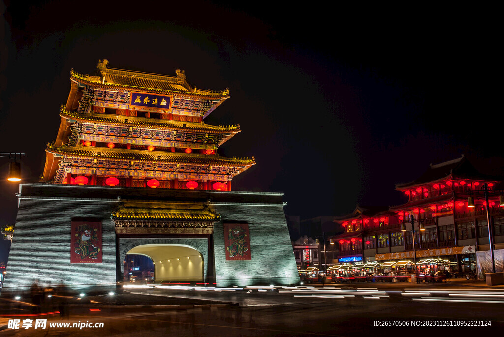 开封鼓楼夜市 古城 夜景  灯